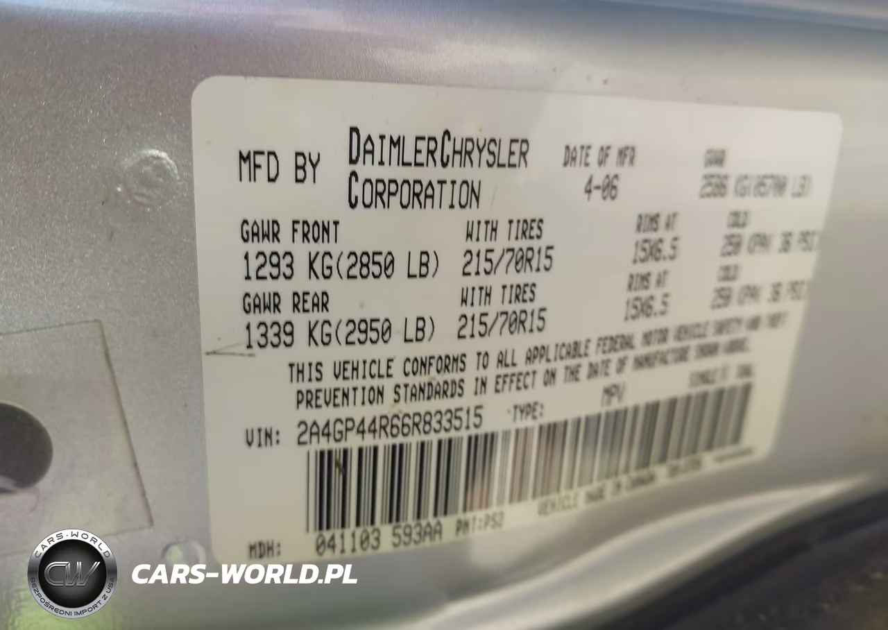 2006 Chrysler Town & Country Lx VIN:2A4GP44R66R833515 - 9