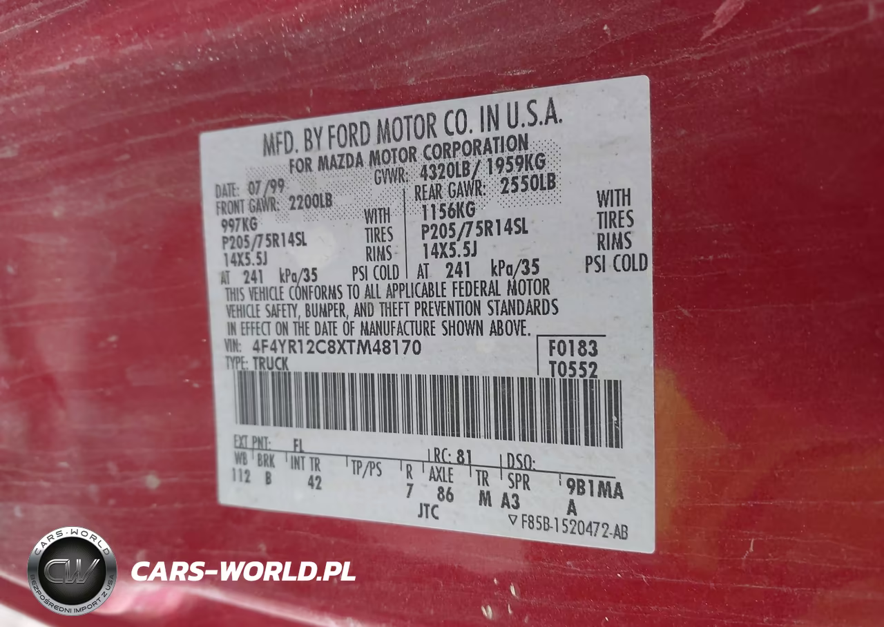 1999 Mazda B2500 Se-Sx-Tl VIN:4F4YR12C8XTM48170 - 9