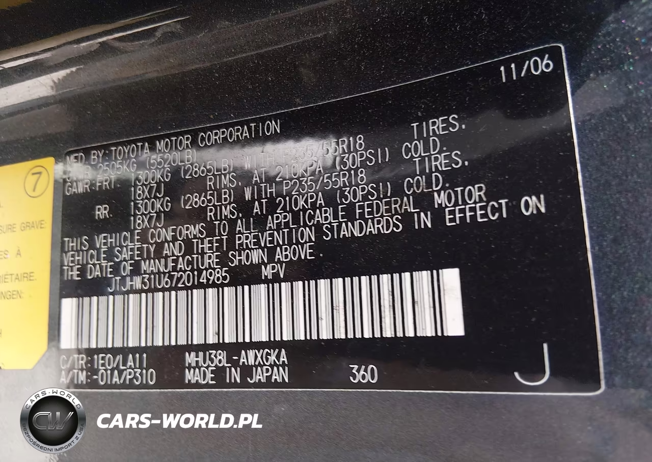 2007 Lexus Rx 400H VIN:JTJHW31U672014985 - 9