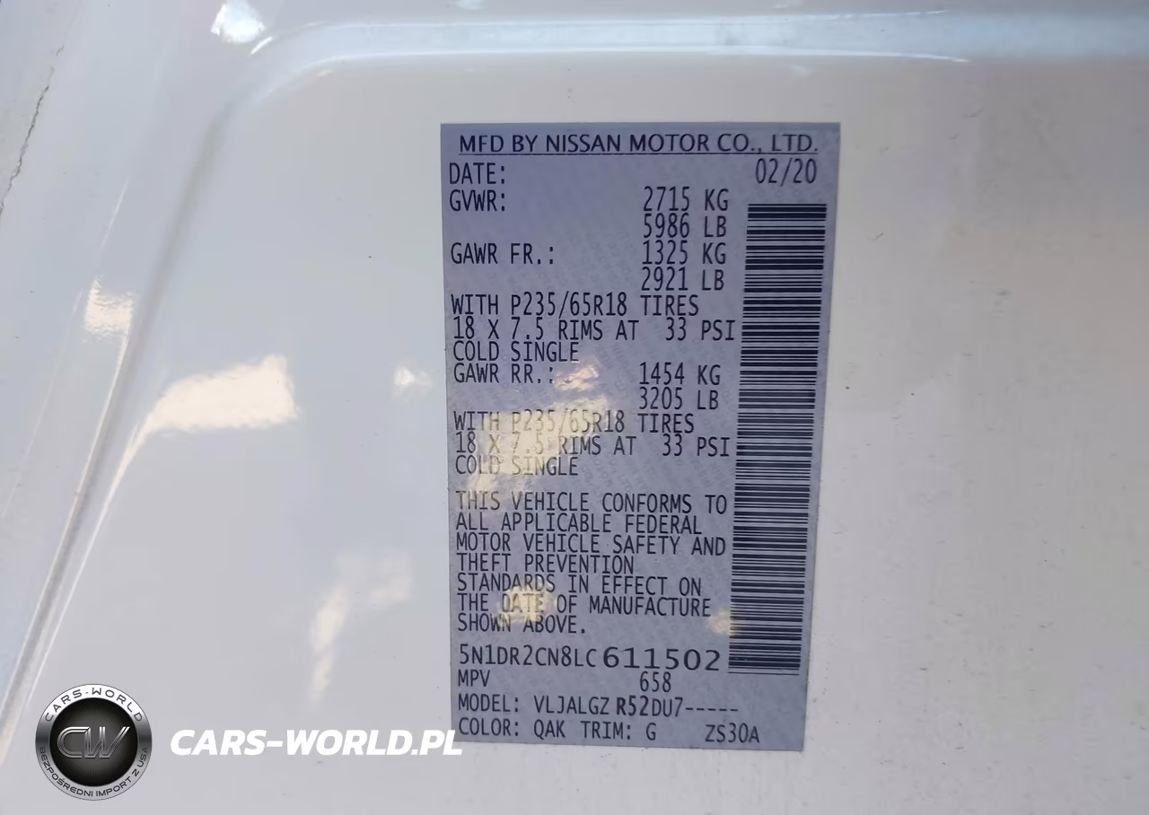 2020 Nissan Pathfinder Sl 2Wd VIN:5N1DR2CN8LC611502 - 9