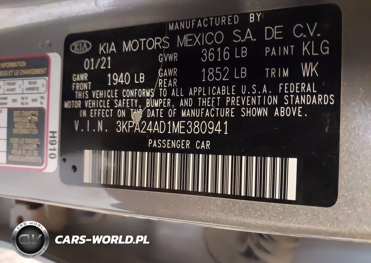 2021 Kia Rio S VIN:3KPA24AD1ME380941 - 9