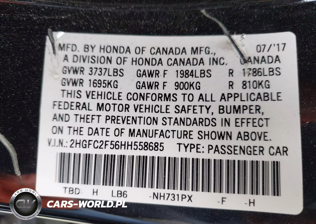 2017 Honda Civic Lx VIN:2HGFC2F56HH558685 - 9