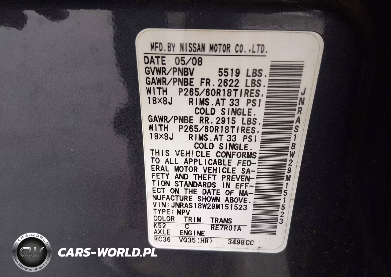 2009 Infiniti Fx35 VIN:JNRAS18W29M151523 - 9