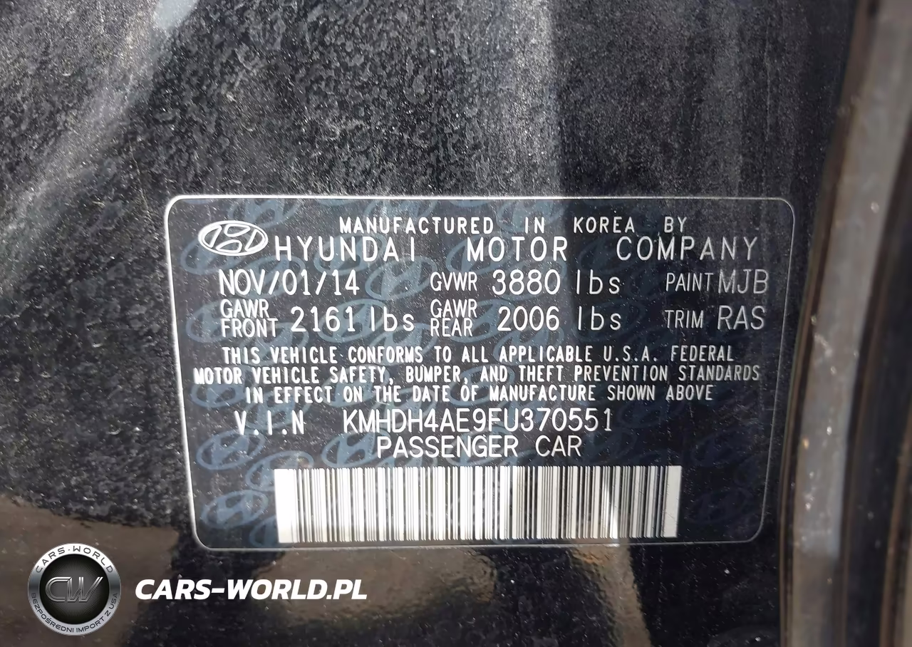 2015 Hyundai Elantra Limited VIN:KMHDH4AE9FU370551 - 9