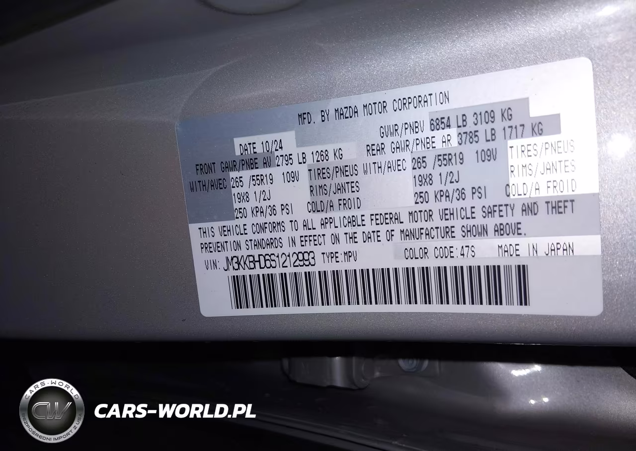 2025 Mazda Cx-90 3.3 Turbo Preferred Package VIN:JM3KKBHD6S1212993 - 9