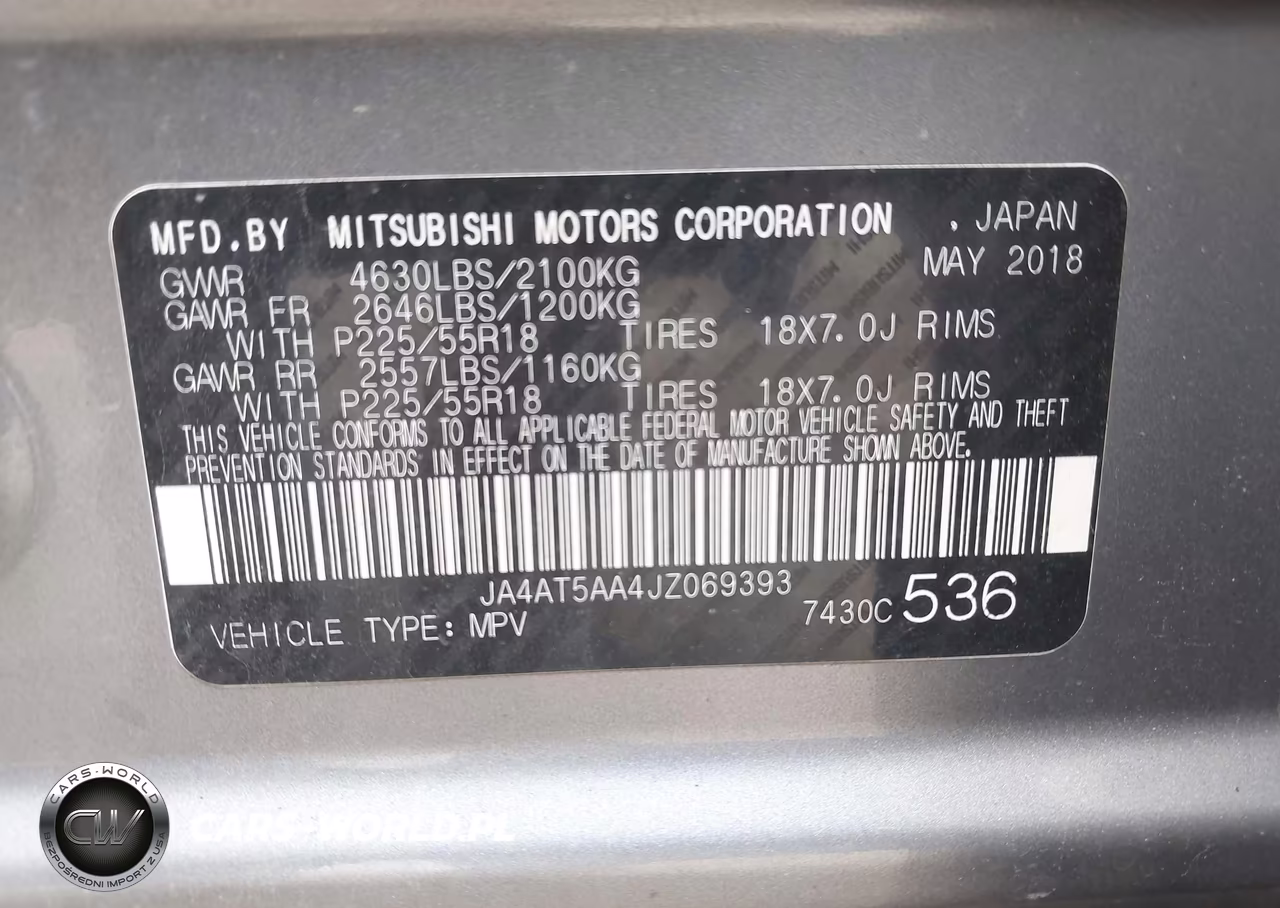 2018 Mitsubishi Eclipse Cross Sel VIN:JA4AT5AA4JZ069393 - 9