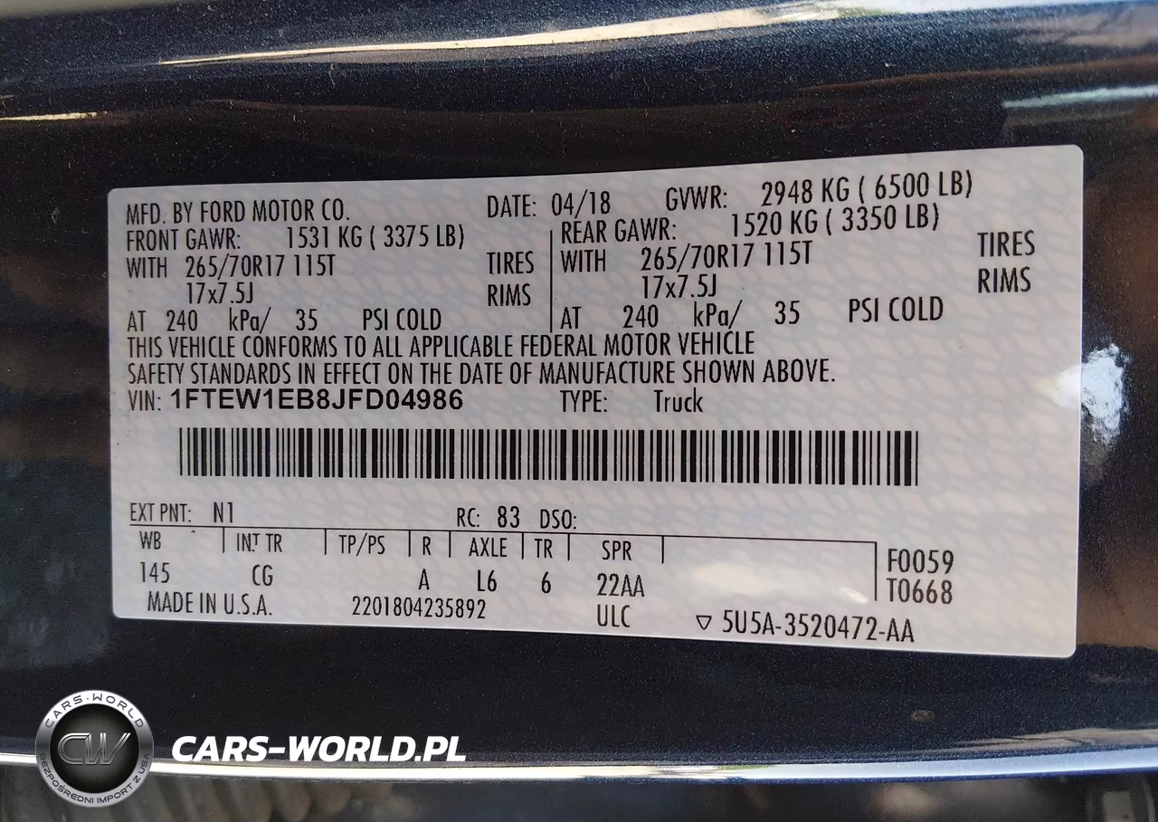 2018 Ford F-150 Xl-Xlt VIN:1FTEW1EB8JFD04986 - 9