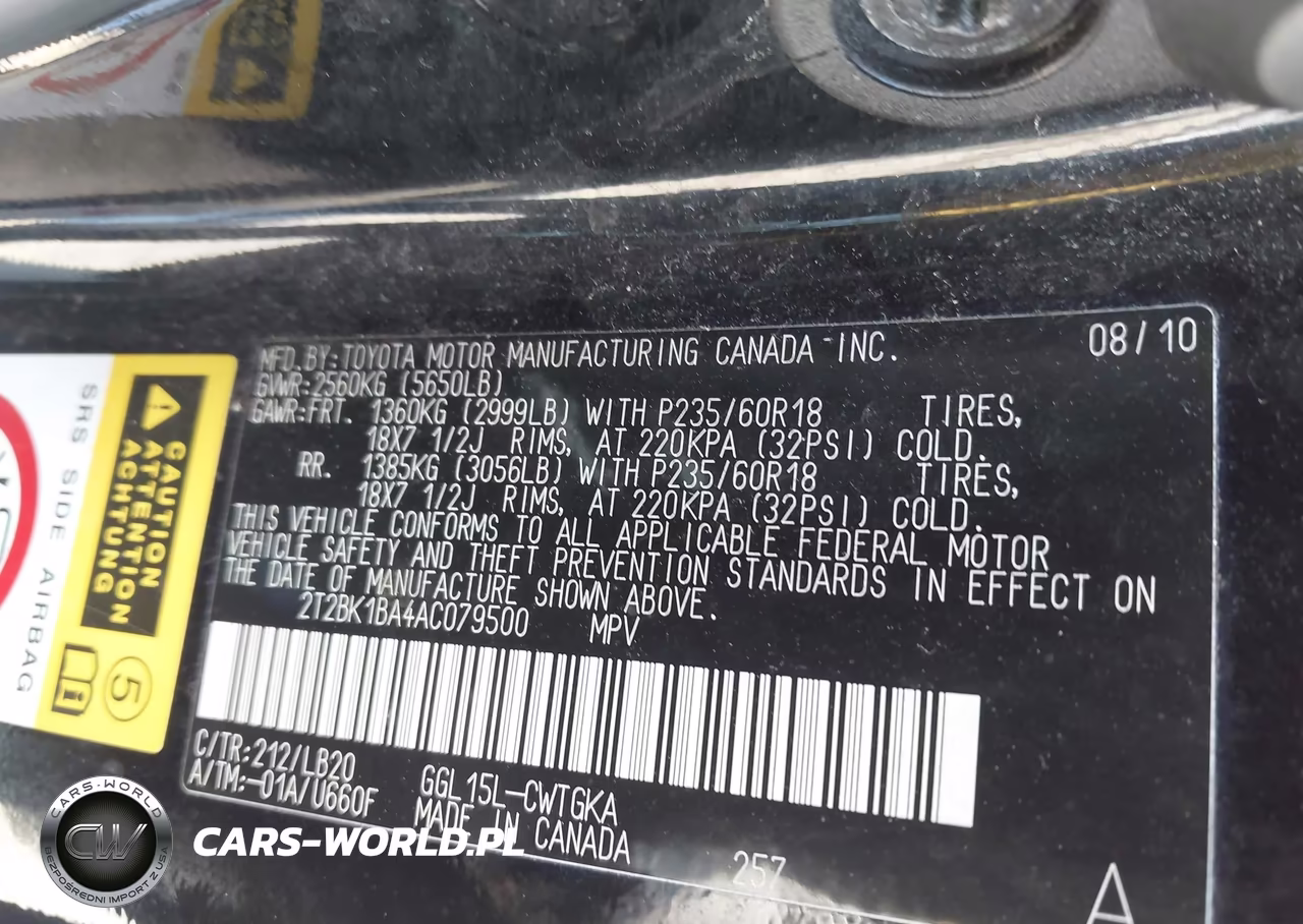 2010 Lexus Rx 350 VIN:2T2BK1BA4AC079500 - 9