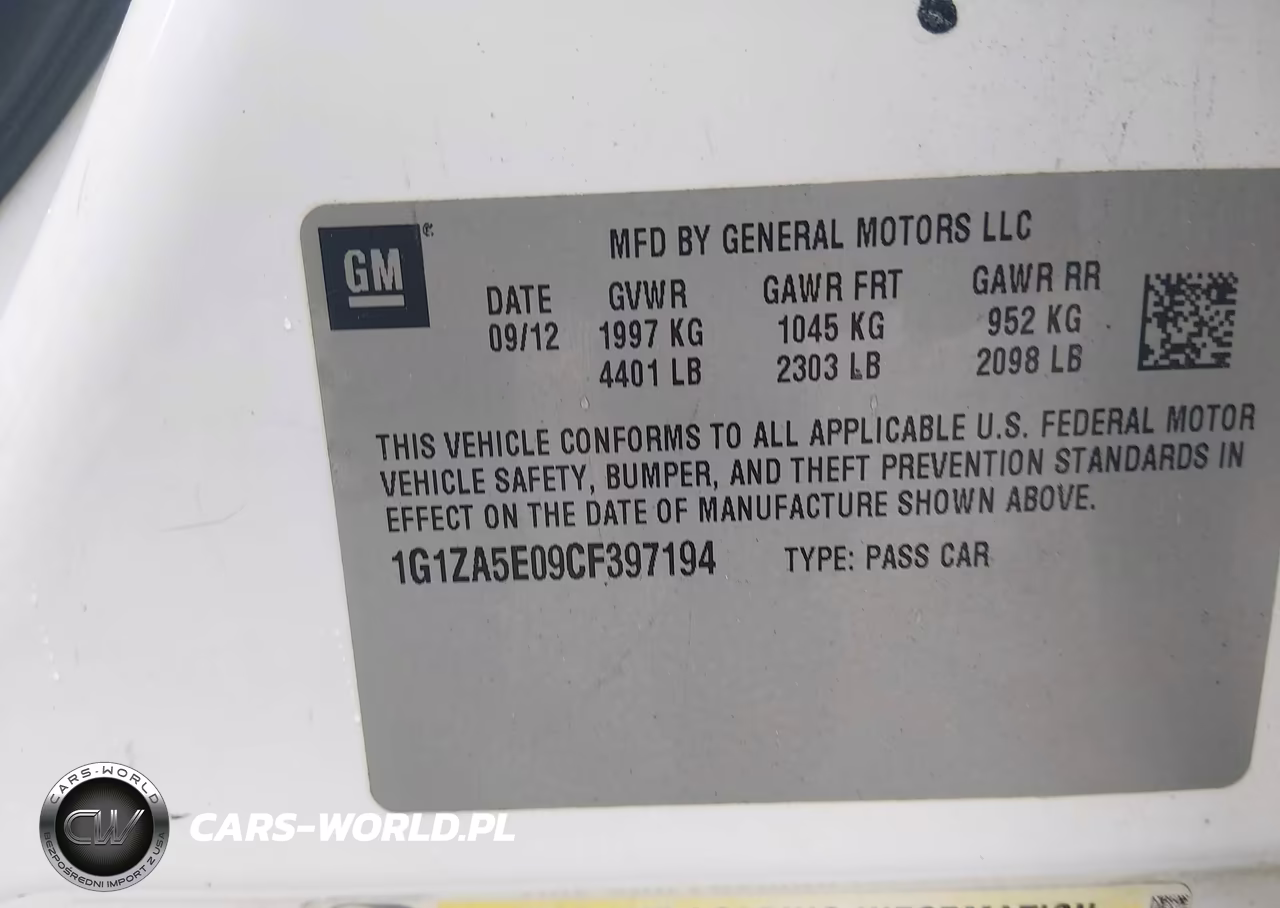 2012 Chevrolet Malibu Ls VIN:1G1ZA5E09CF397194 - 9
