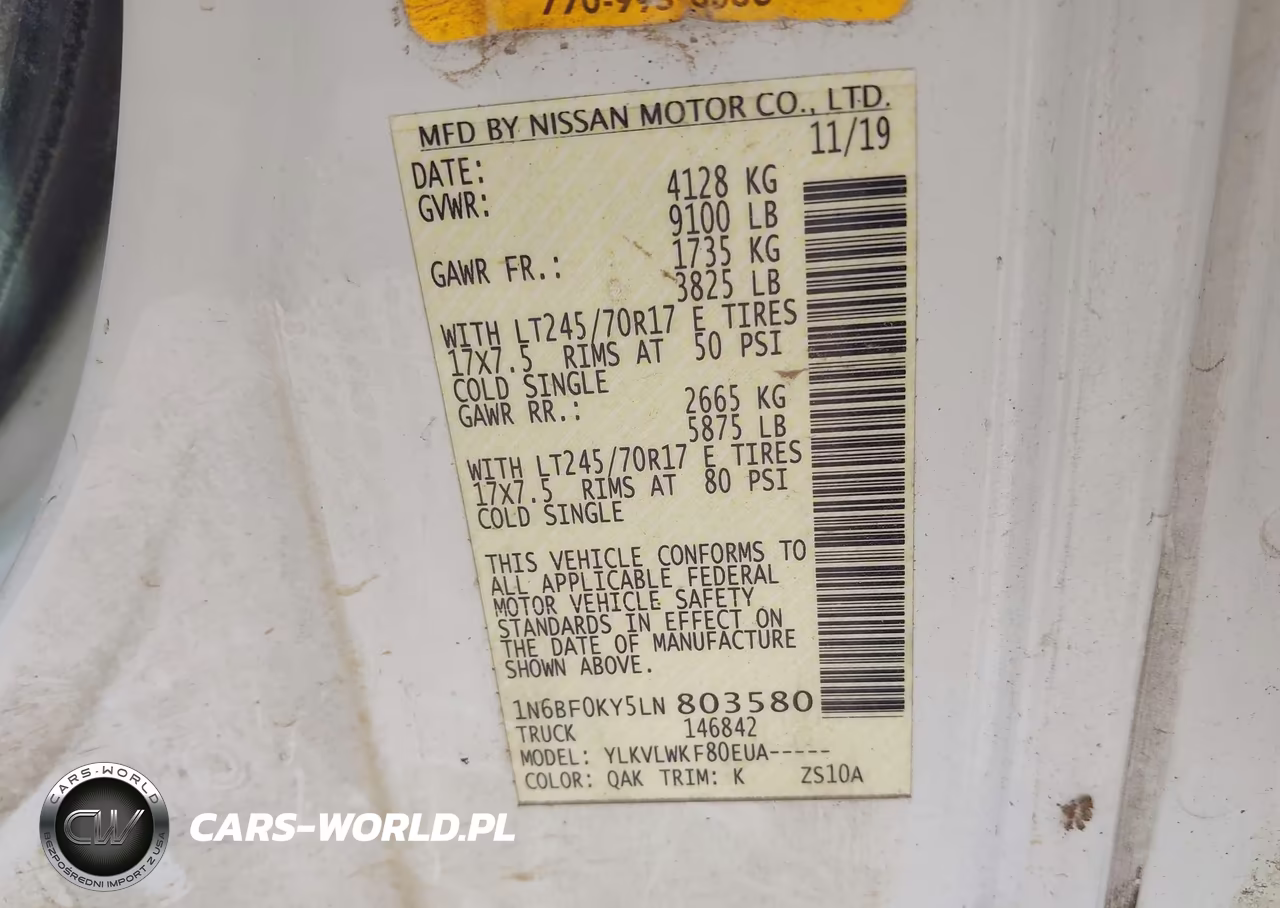 2020 Nissan Nv Cargo Nv2500 Hd S Standard Roof V6 VIN:1N6BF0KY5LN803580 - 9