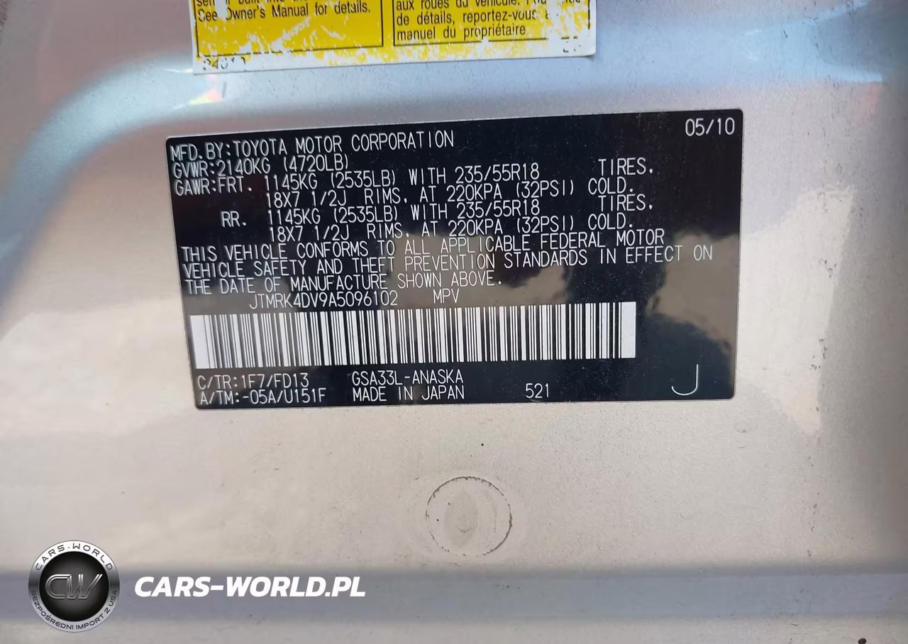 2010 Toyota Rav4 Sport V6 VIN:JTMRK4DV9A5096102 - 9