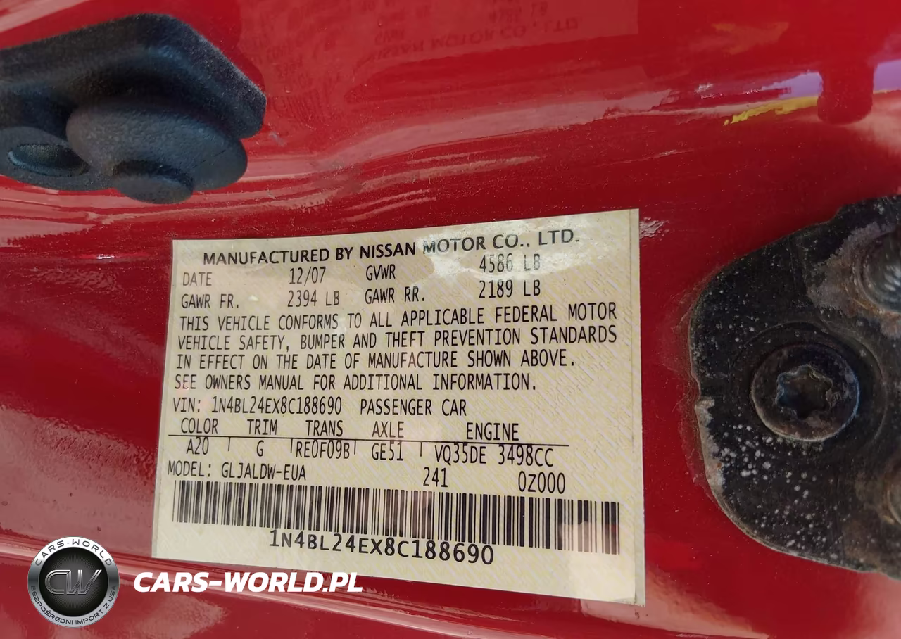 2008 Nissan Altima 3.5 Se VIN:1N4BL24EX8C188690 - 9