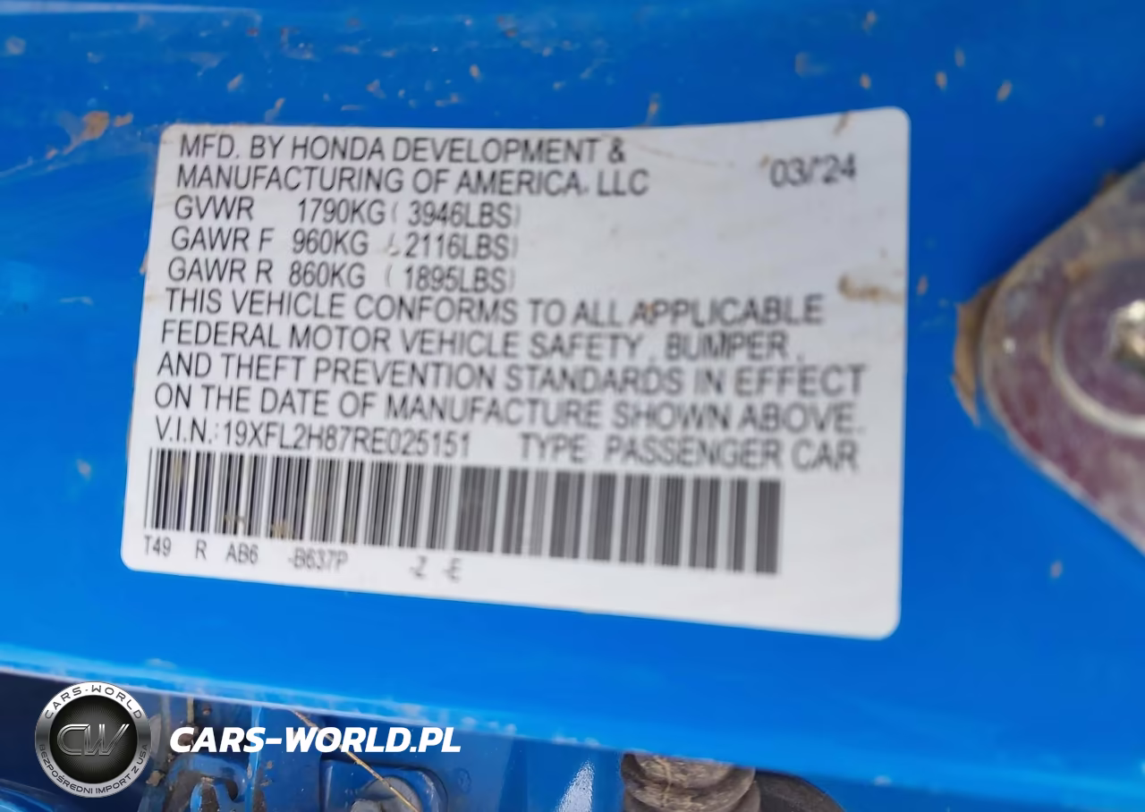 2024 Honda Civic Sport VIN:19XFL2H87RE025151 - 9