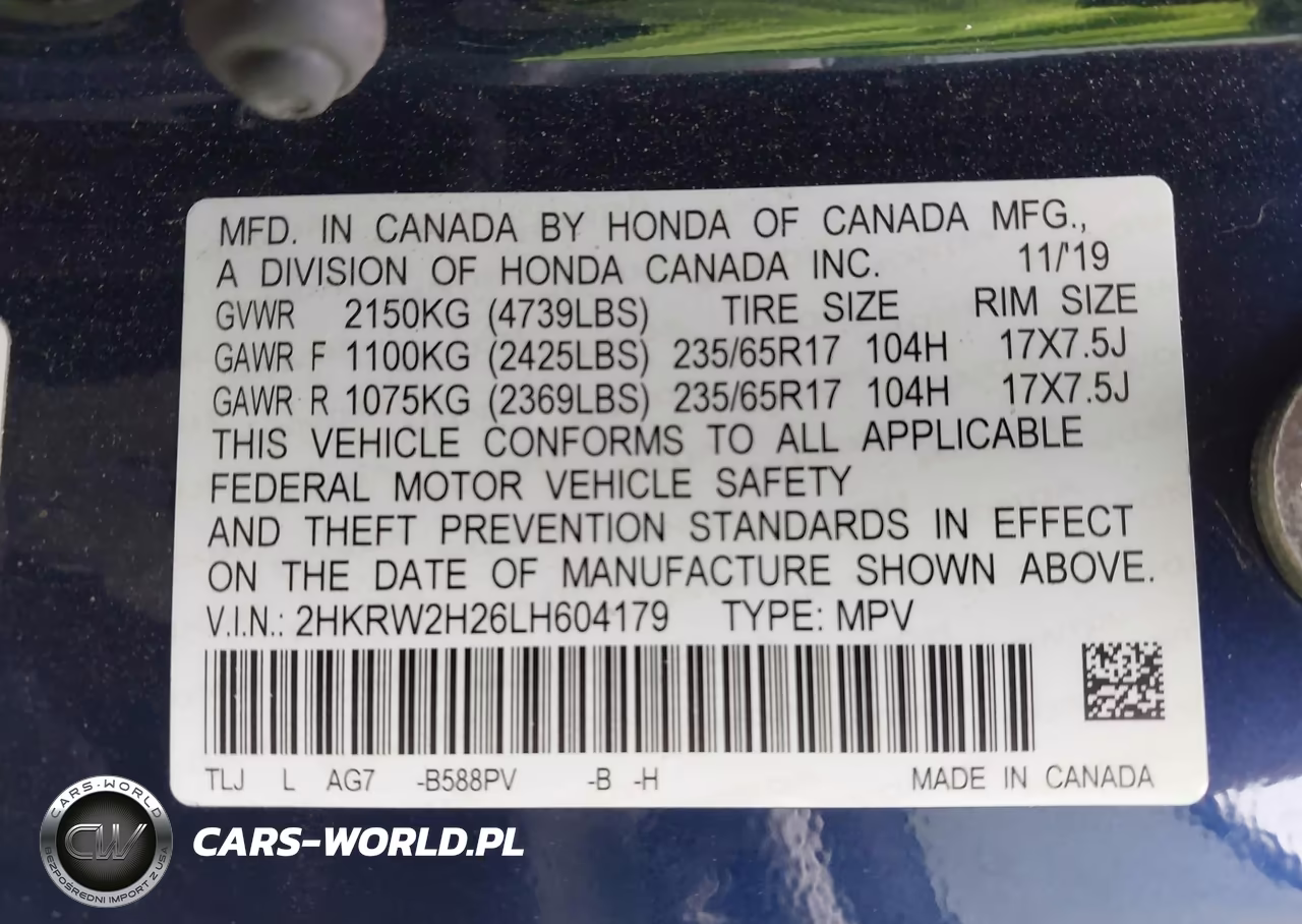 2020 Honda Cr-V Awd Lx VIN:2HKRW2H26LH604179 - 9