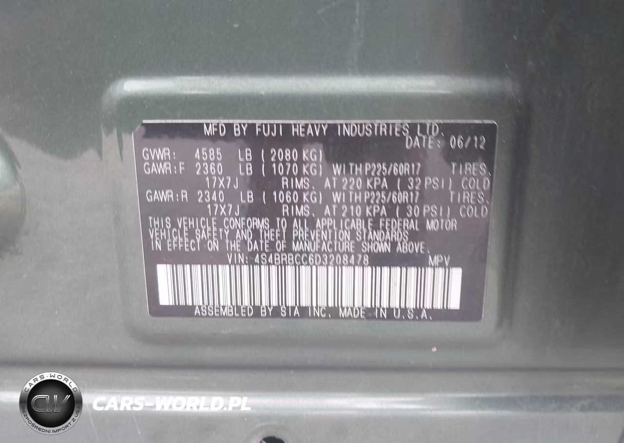 2013 Subaru Outback 2.5I Premium VIN:4S4BRBCC6D3208478 - 9