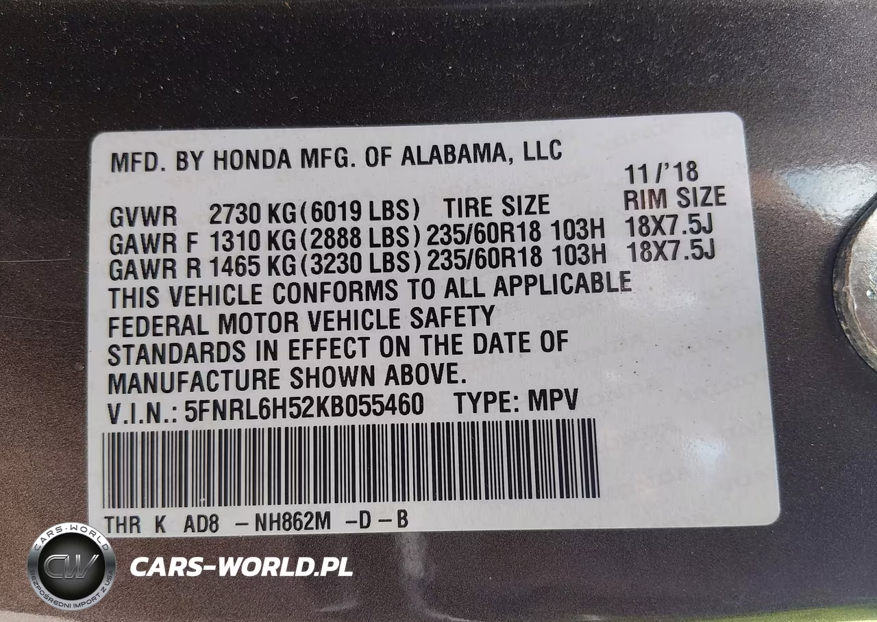 2019 Honda Odyssey Ex VIN:5FNRL6H52KB055460 - 9