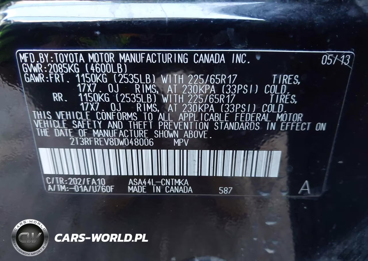 2013 Toyota Rav4 Xle VIN:2T3RFREV8DW048006 - 9