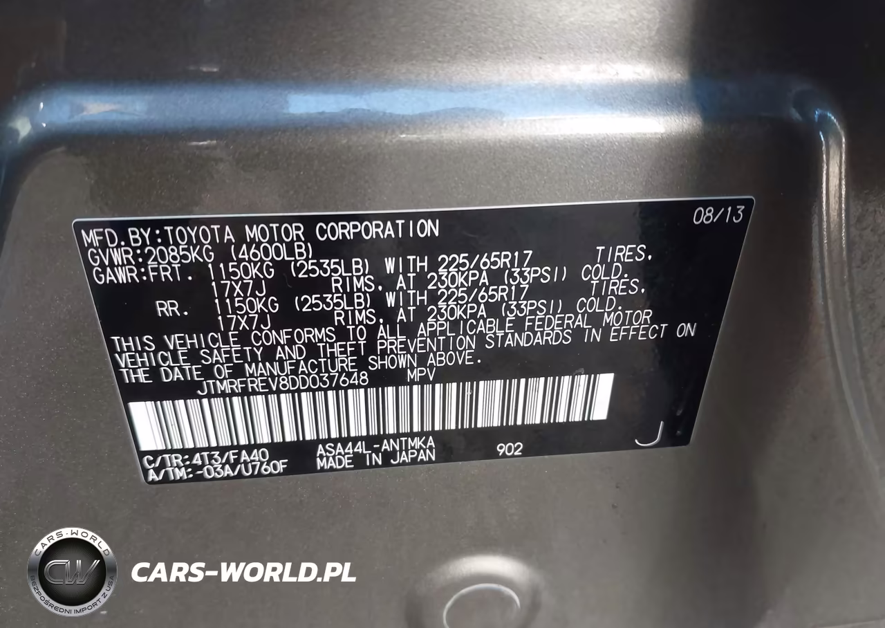 2013 Toyota Rav4 Xle VIN:JTMRFREV8DD037648 - 9