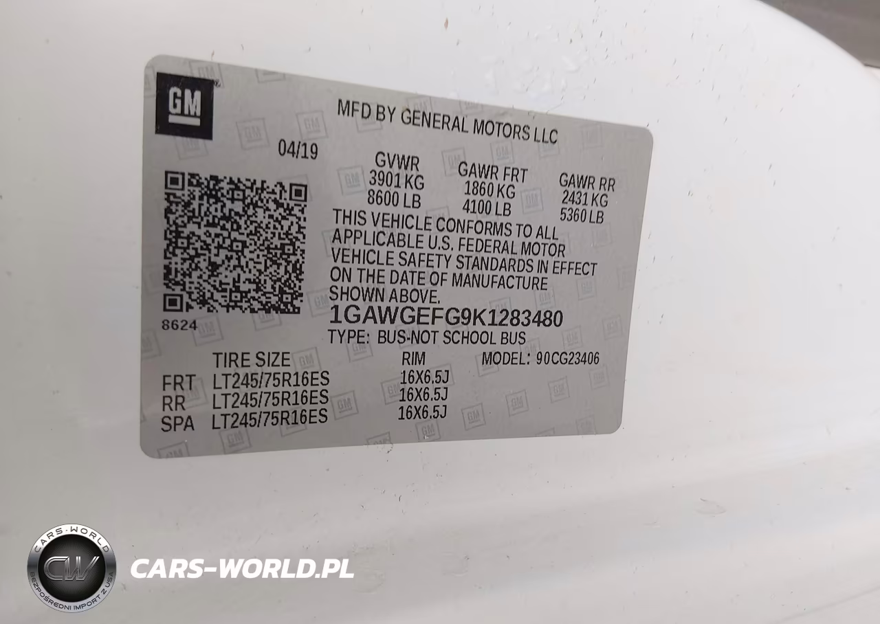 2019 Chevrolet Express 2500 Ls VIN:1GAWGEFG9K1283480 - 9