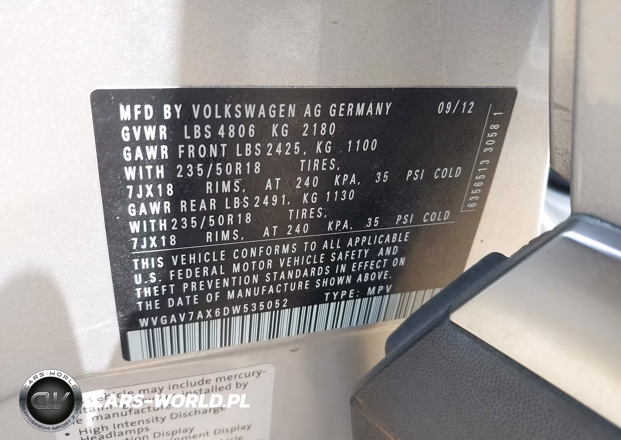 2013 Volkswagen Tiguan Se VIN:WVGAV7AX6DW535052 - 9