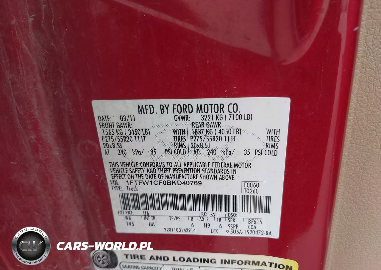 2011 Ford F-150 Lariat VIN:1FTFW1CF0BKD40769 - 9