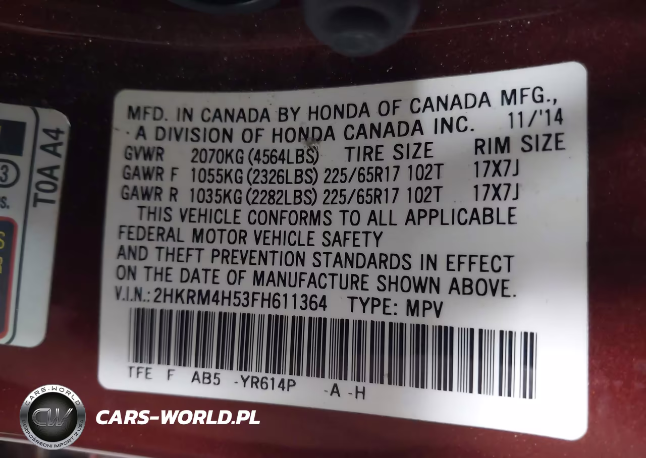 2015 Honda Cr-V Ex VIN:2HKRM4H53FH611364 - 9