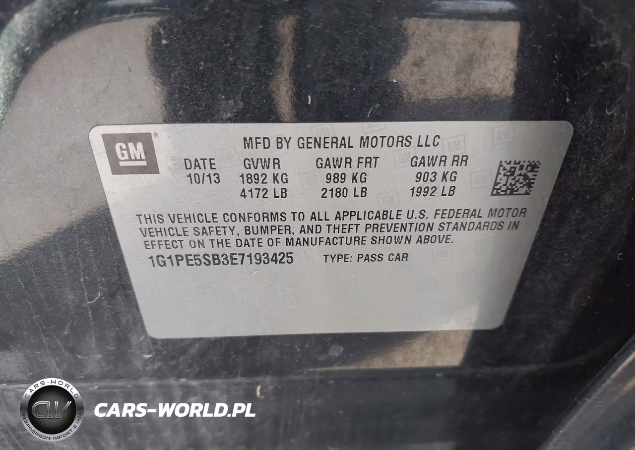 2014 Chevrolet Cruze 2Lt Auto VIN:1G1PE5SB3E7193425 - 9