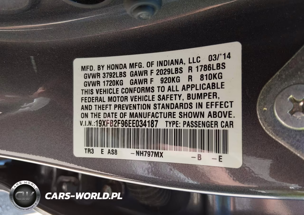 2014 Honda Civic Ex-L VIN:19XFB2F96EE034187 - 9
