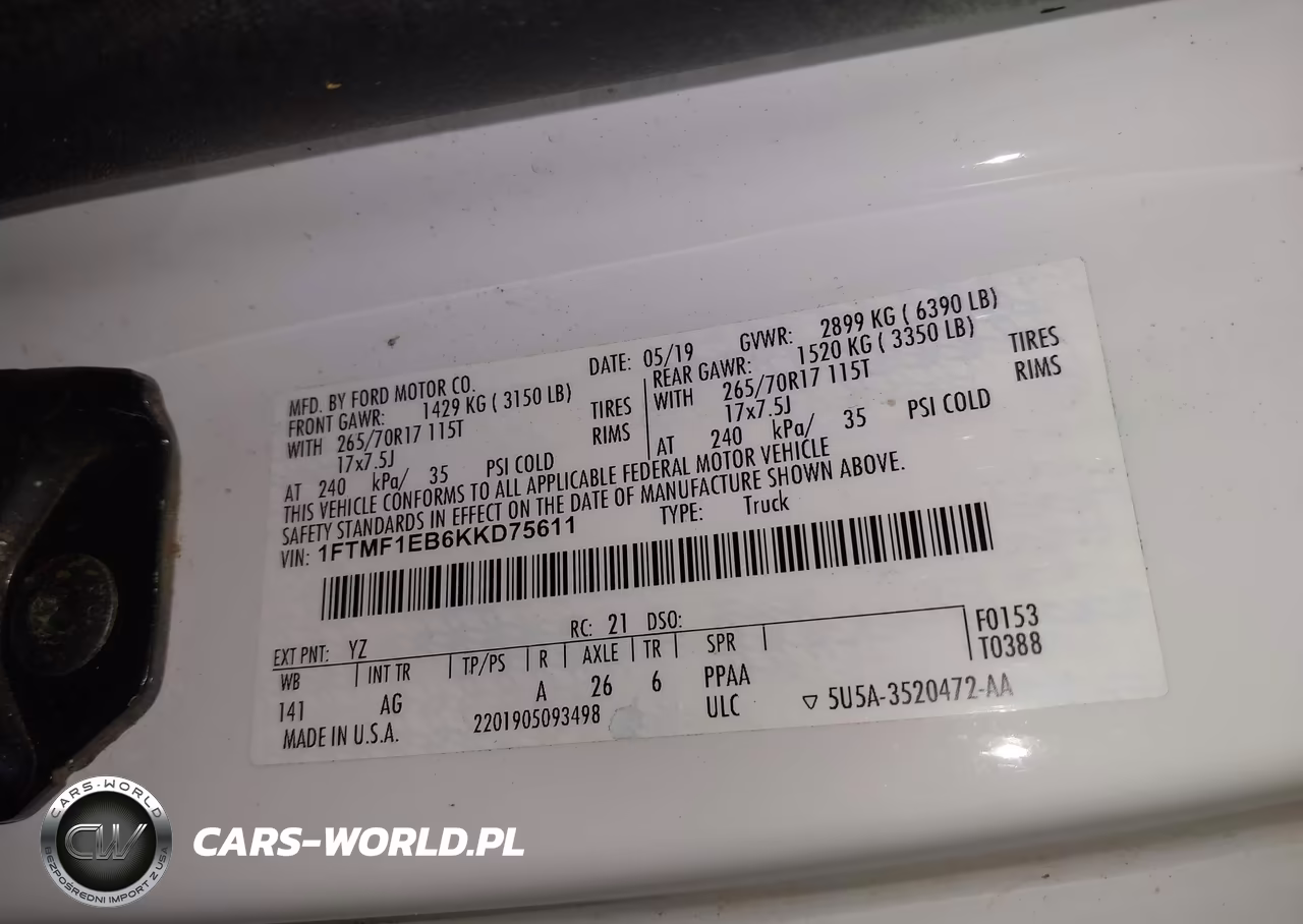 2019 Ford F-150 Xl-Xlt VIN:1FTMF1EB6KKD75611 - 9