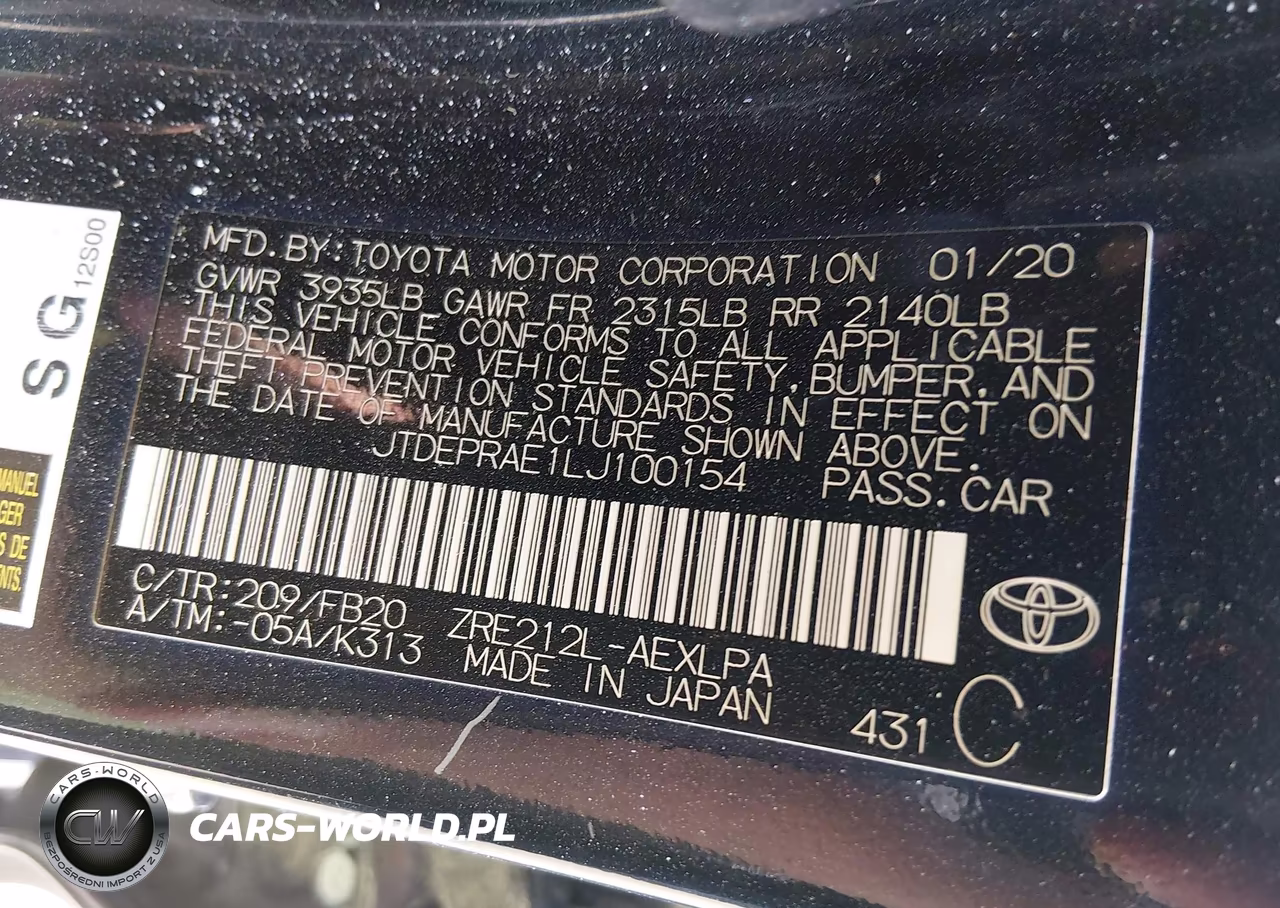 2020 Toyota Corolla Le VIN:JTDEPRAE1LJ100154 - 9