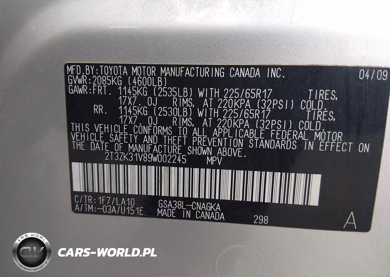 2009 Toyota Rav4 Limited V6 VIN:2T3ZK31V89W002245 - 9
