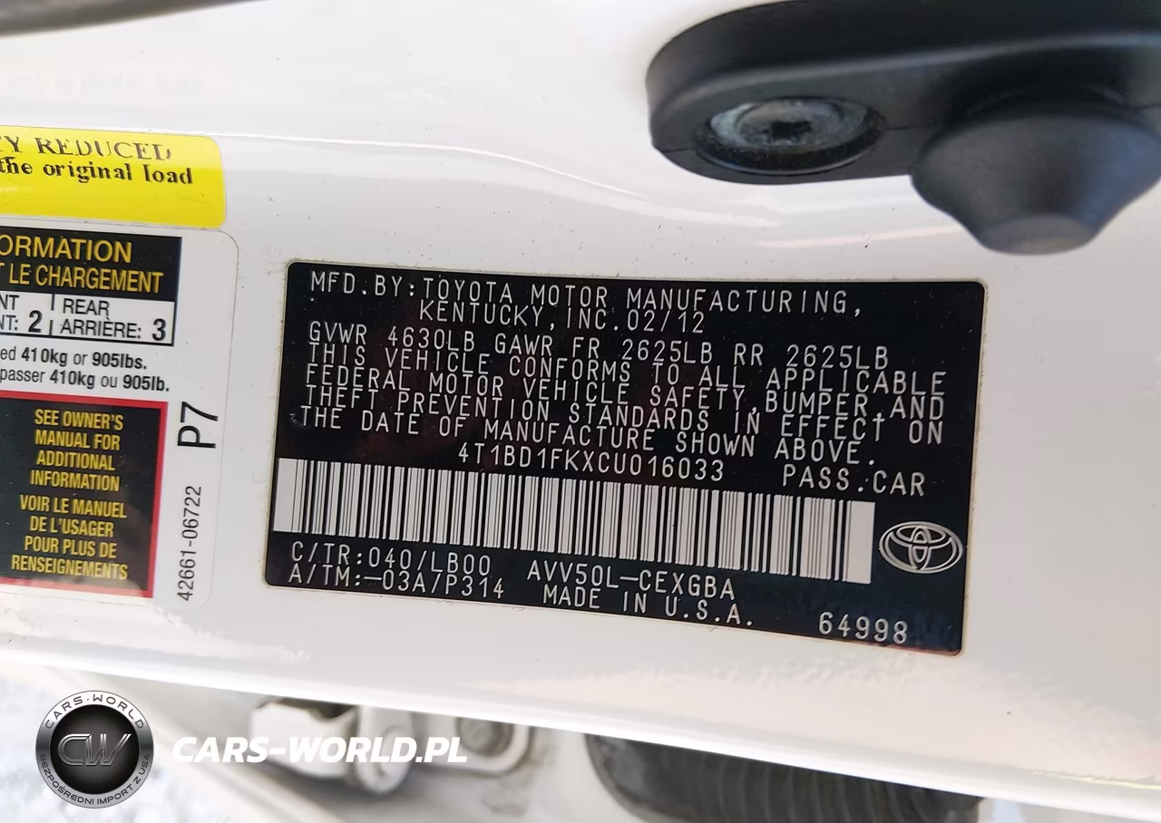 2012 Toyota Camry Hybrid Xle VIN:4T1BD1FKXCU016033 - 9