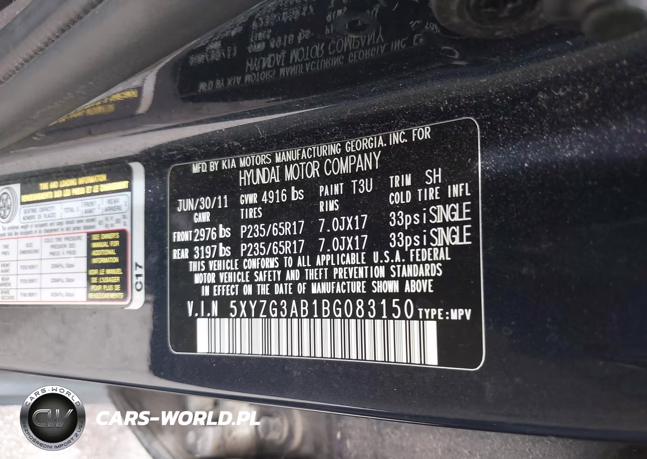 2011 Hyundai Santa Fe Gls VIN:5XYZG3AB1BG083150 - 9