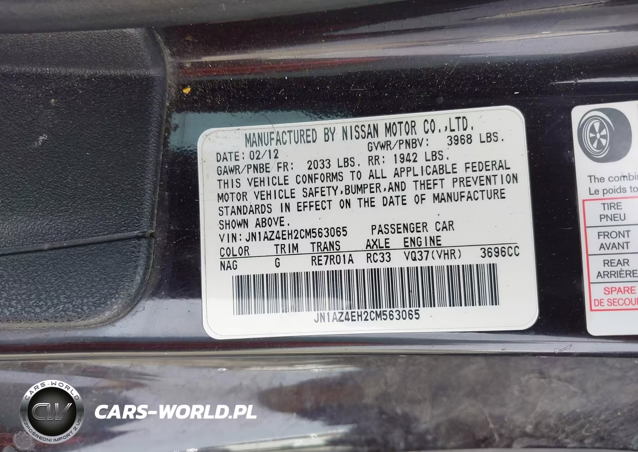 2012 Nissan 370Z VIN:JN1AZ4EH2CM563065 - 9