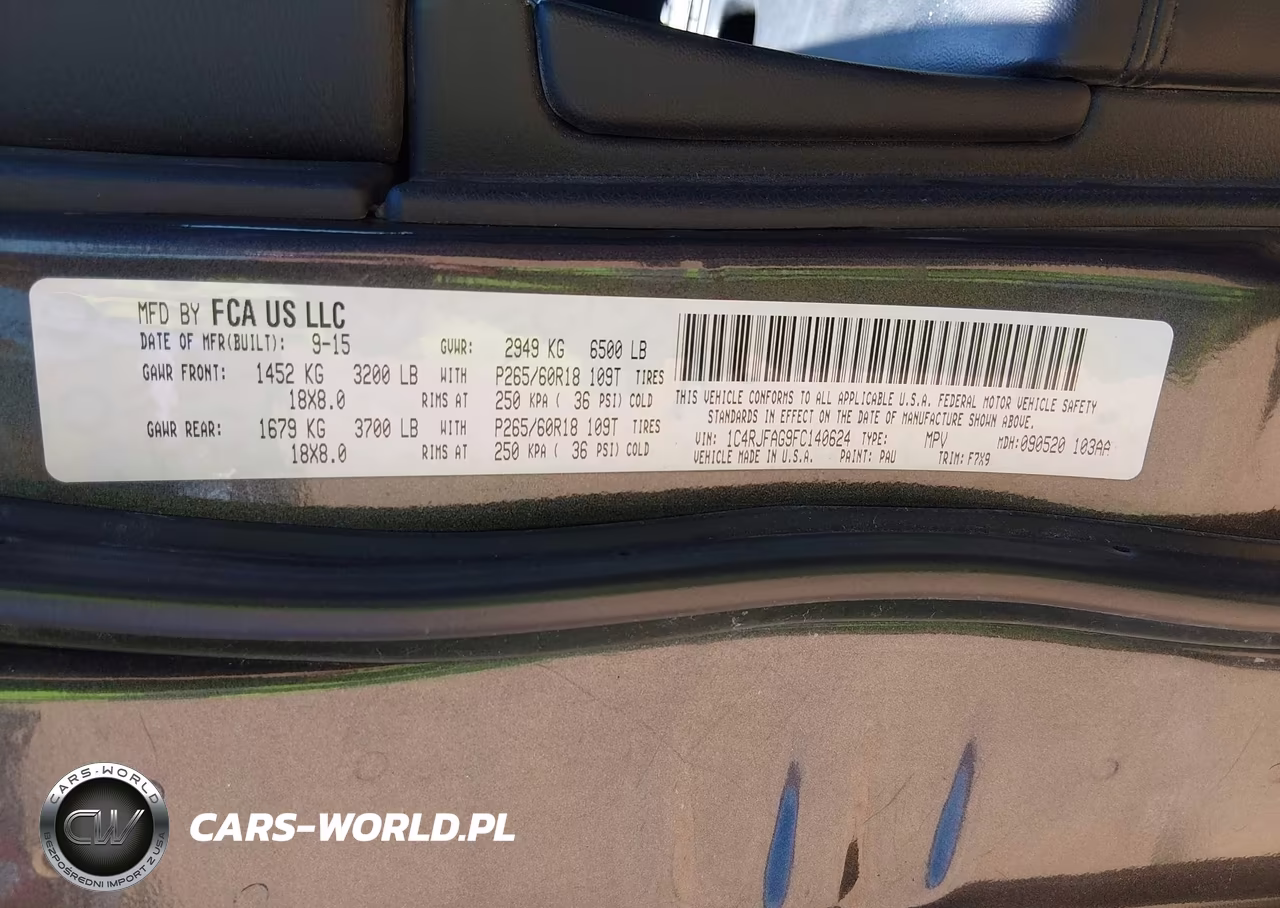 2015 Jeep Grand Cherokee Laredo VIN:1C4RJFAG9FC140624 - 9