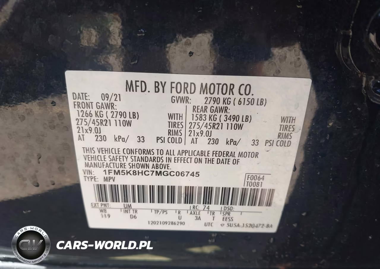 2021 Ford Explorer Platinum VIN:1FM5K8HC7MGC06745 - 9