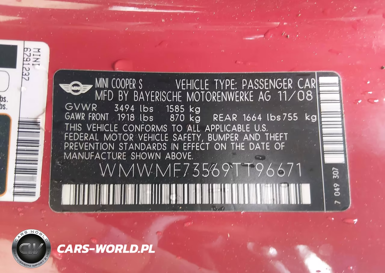 2009 Mini Cooper S VIN:WMWMF73569TT96671 - 9