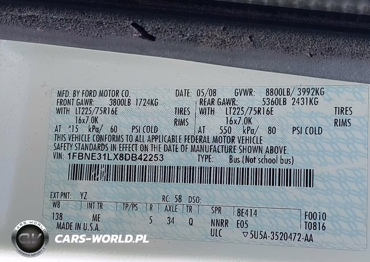 2008 Ford E-350 Super Duty Xl-Xlt VIN:1FBNE31LX8DB42253 - 9