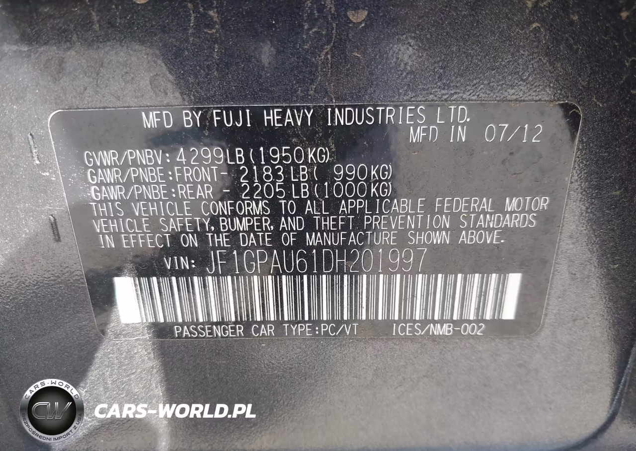 2013 Subaru Impreza 2.0I Sport Limited VIN:JF1GPAU61DH201997 - 9