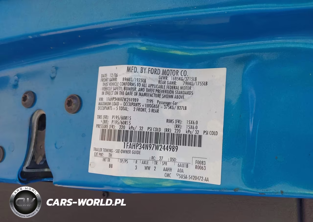 2007 Ford Focus S-Se-Ses VIN:1FAHP34N97W244989 - 9