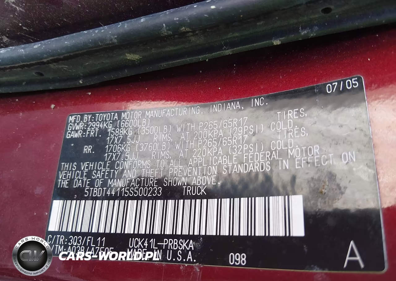 2005 Toyota Tundra Sr5 V8 VIN:5TBDT44115S500233 - 9