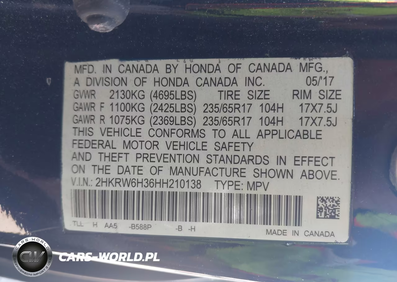 2017 Honda Cr-V Lx VIN:2HKRW6H36HH210138 - 9