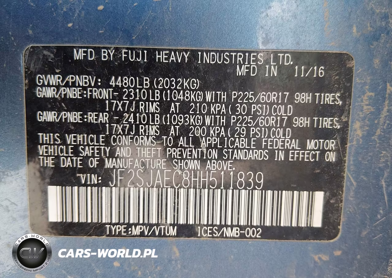 2017 Subaru Forester 2.5I Premium VIN:JF2SJAEC8HH511839 - 9