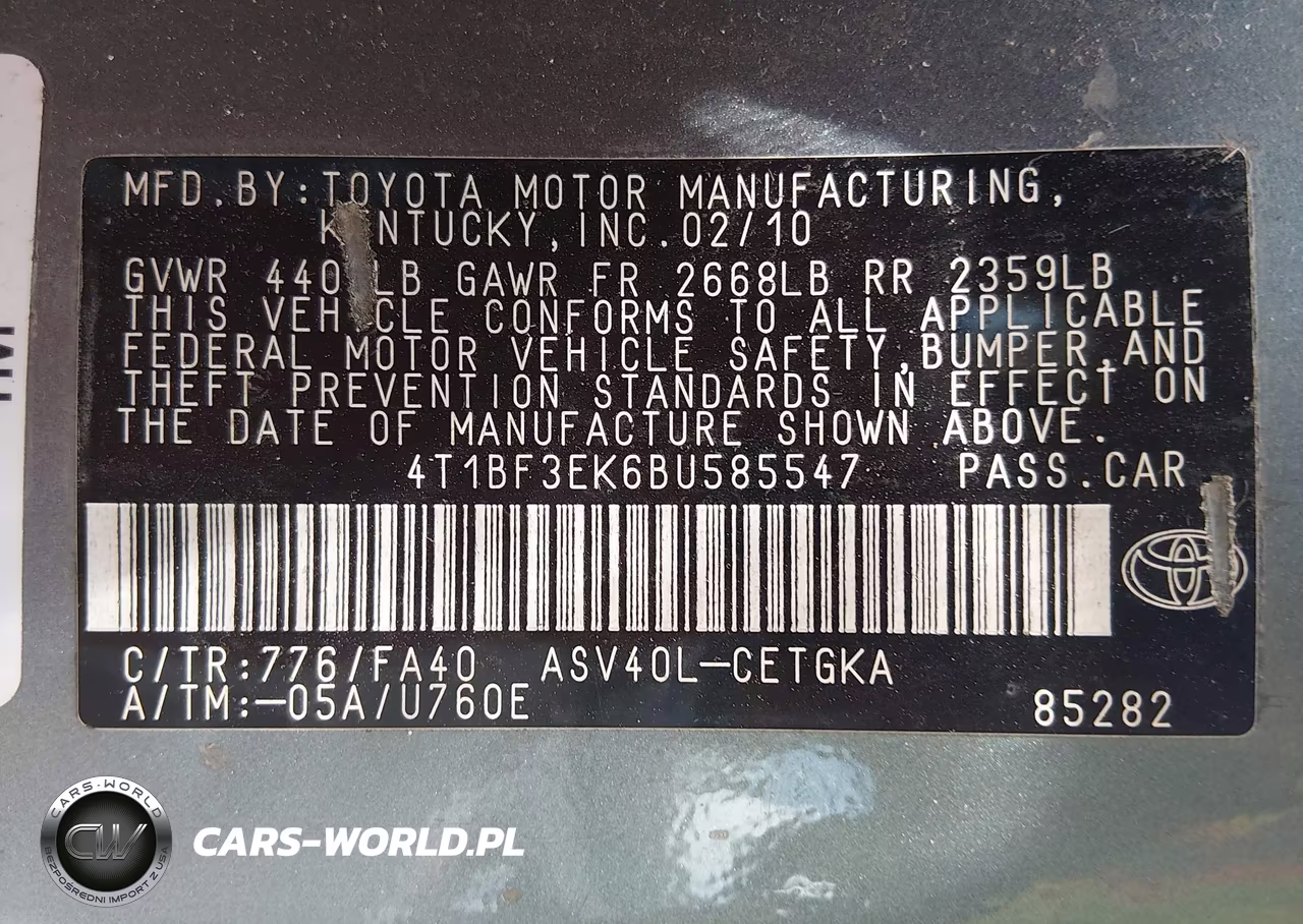 2011 Toyota Camry Xle VIN:4T1BF3EK6BU585547 - 9