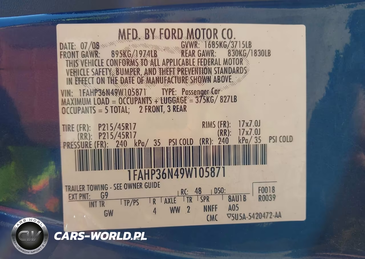 2009 Ford Focus Ses VIN:1FAHP36N49W105871 - 9