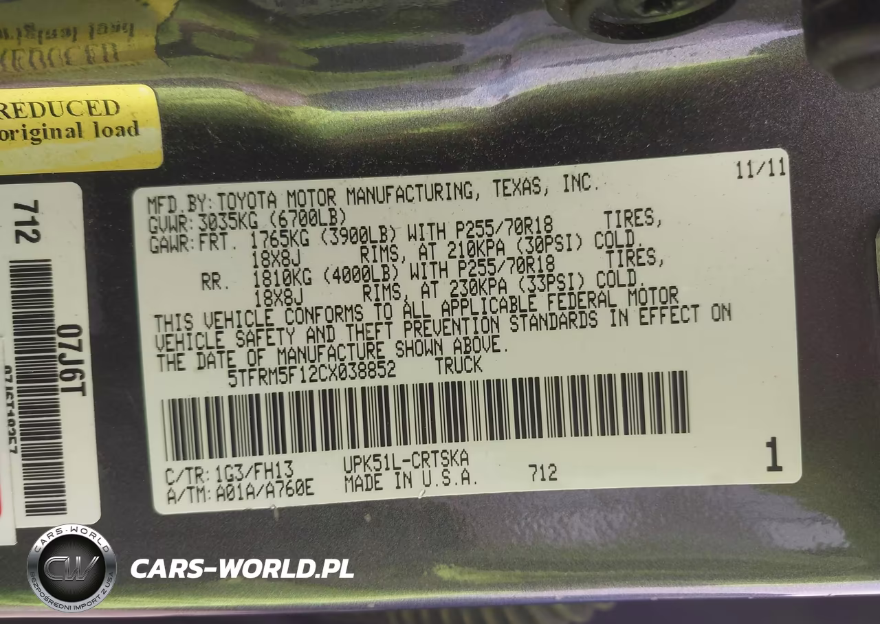2012 Toyota Tundra Grade 4.6L V8 VIN:5TFRM5F12CX038852 - 9