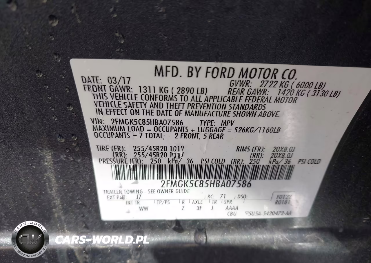 2017 Ford Flex Sel VIN:2FMGK5C85HBA07586 - 9