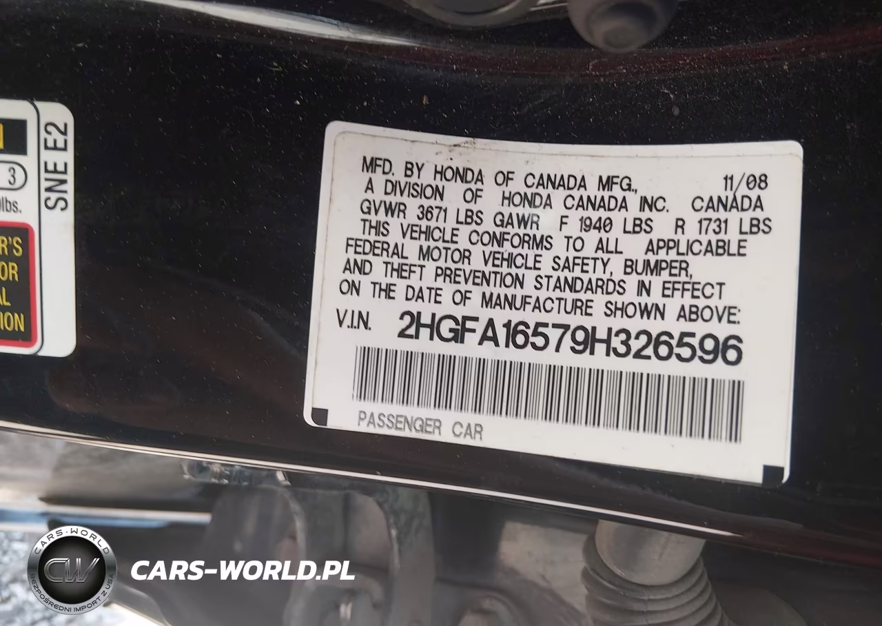 2009 Honda Civic Lx VIN:2HGFA16579H326596 - 9