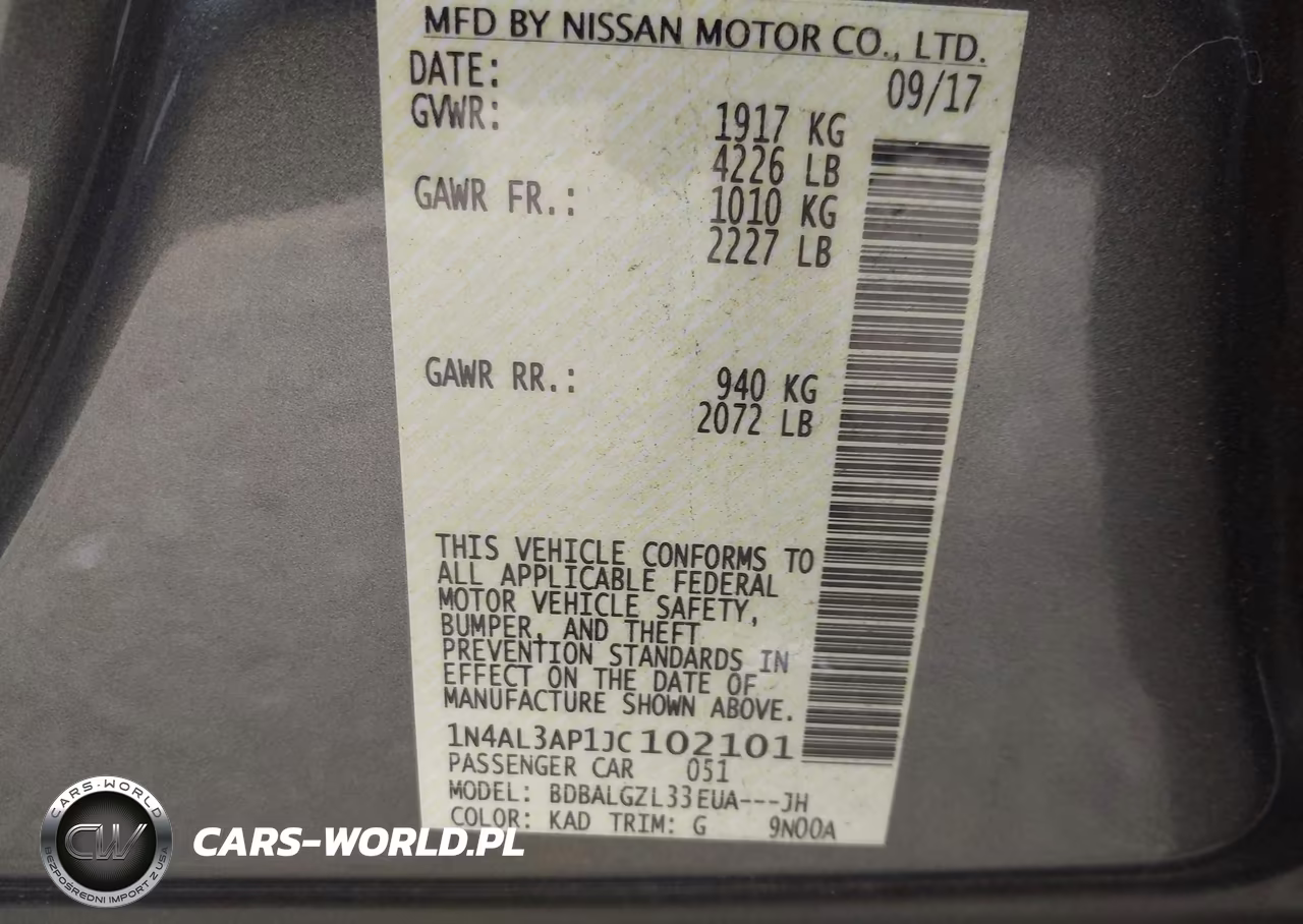 2018 Nissan Altima 2.5 S VIN:1N4AL3AP1JC102101 - 9