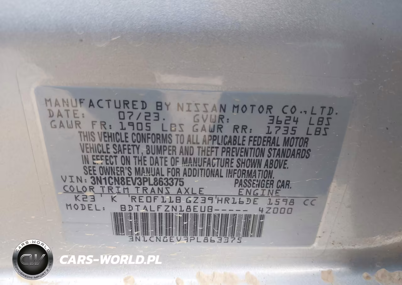 2023 Nissan Versa 1.6 Sv Xtronic Cvt VIN:3N1CN8EV3PL863375 - 9